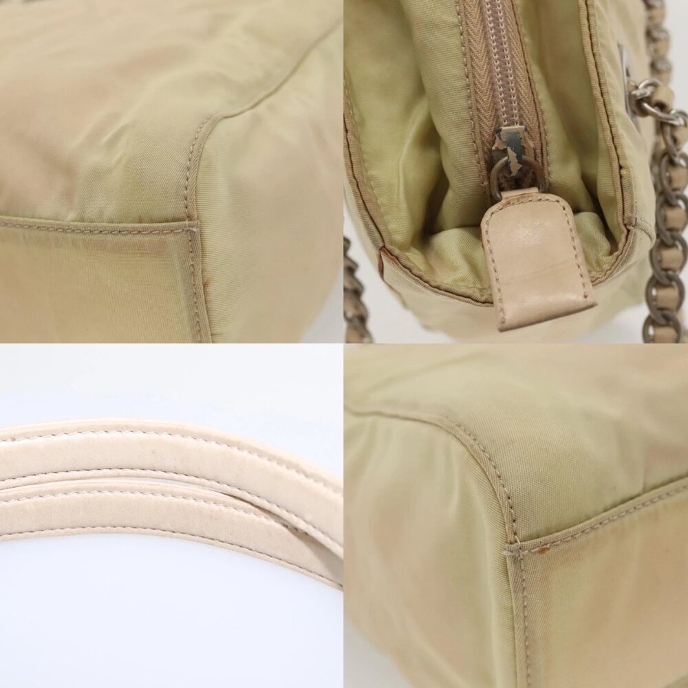 PRADA Chain Shoulder Bag Nylon Beige Auth BD1635 - Picture 13 of 14